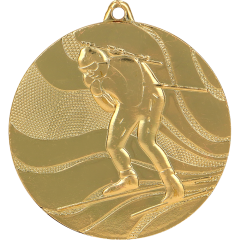 Medal złoty biathlon z miejscem na emblemat 25 mm - medal stalowy