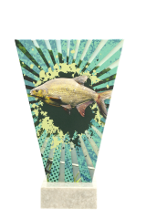 Kolorowe trofeum szklane na podstawie marmurowej - wędkarstwo LESZCZ