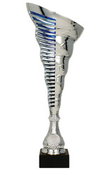 Puchar plastikowy srebrno-niebieski